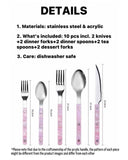 Set of 10 Sleek Modern Pinky Elegant Salt Lake Flatware Cutlery