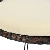 Outdoor Leisure Set, 2 Rattan Single Chairs with A Glass Round Table,