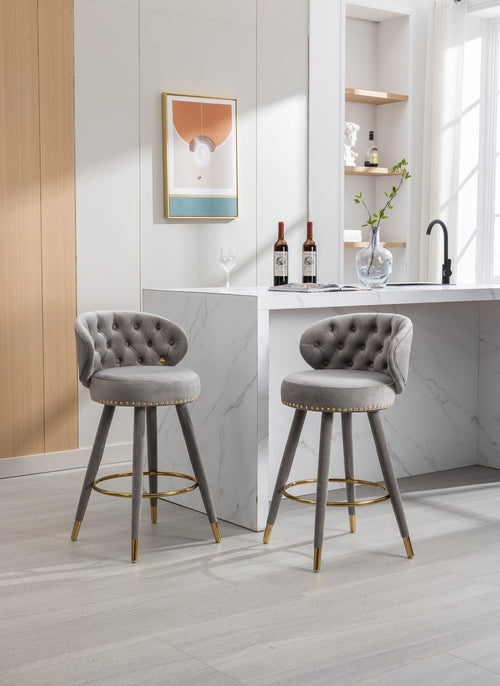 Counter Height Bar Stools Set of 2 for Kitchen Counter Solid Wood Legs