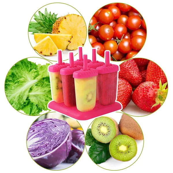 6Pcs Popsicle Molds Reusable Ice Cream DIY Ice Maker Ice Bar Maker