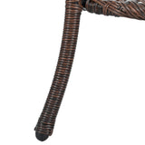 Outdoor Leisure Set, 2 Rattan Single Chairs with A Glass Round Table,