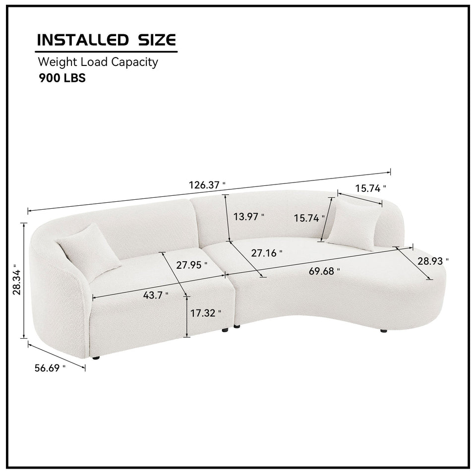 Luxury Modern Style Living Room Upholstery Curved Sofa with Chaise