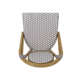 French Bistro Chair Set Outdoor Cafe Style White & Gray Rattan 18.50 x