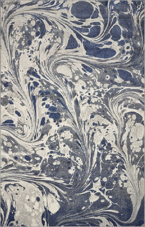 5inchesx8inches Grey Blue Machine Woven Marble Indoor Area Rug