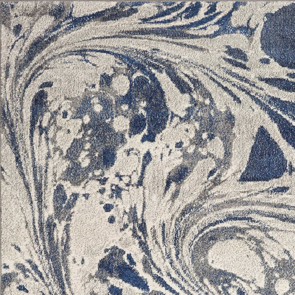 5inchesx8inches Grey Blue Machine Woven Marble Indoor Area Rug