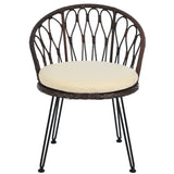 Outdoor Leisure Set, 2 Rattan Single Chairs with A Glass Round Table,