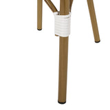 French Bistro Chair Set Outdoor Cafe Style White & Gray Rattan 18.50 x