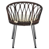 Outdoor Leisure Set, 2 Rattan Single Chairs with A Glass Round Table,
