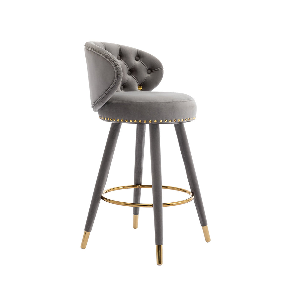 Counter Height Bar Stools Set of 2 for Kitchen Counter Solid Wood Legs