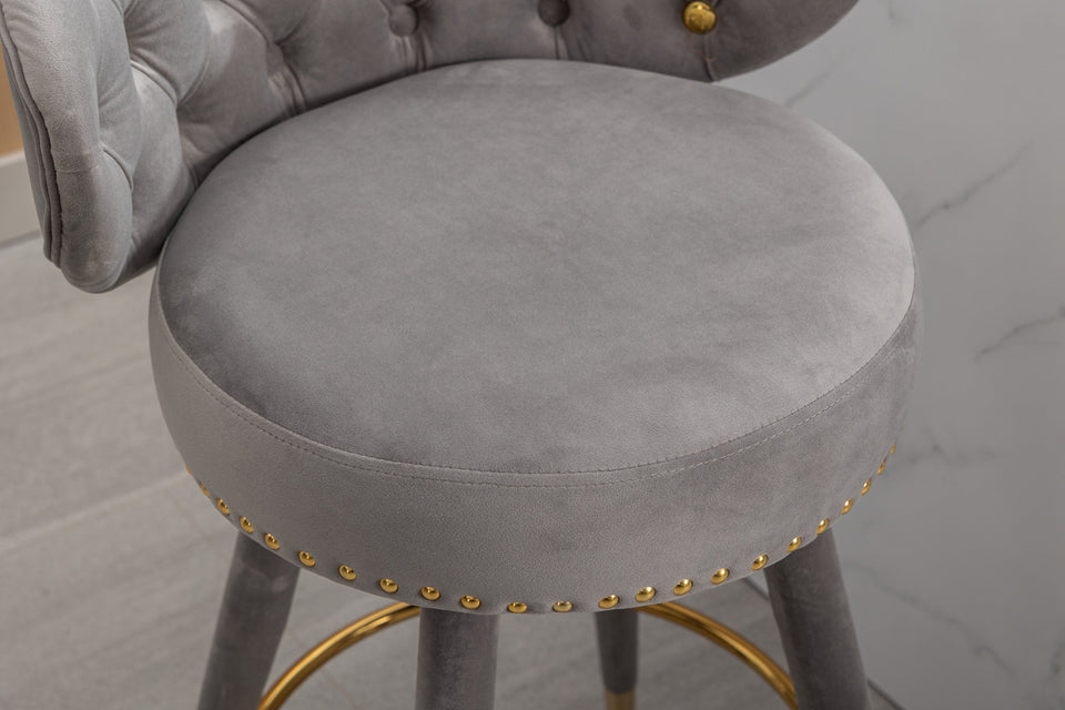 Counter Height Bar Stools Set of 2 for Kitchen Counter Solid Wood Legs