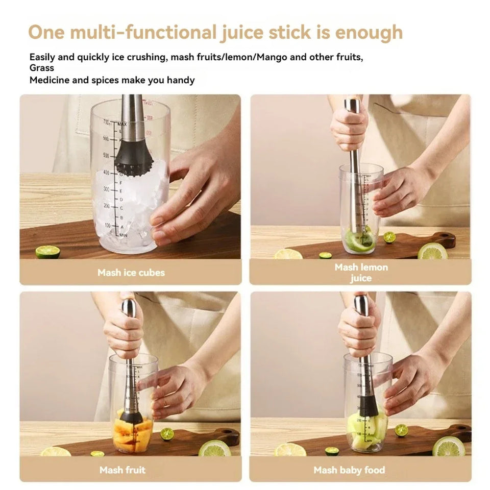 304 Stainless Steel Juice Rammer Ice Crusher Hammer Shaker Cup Beating