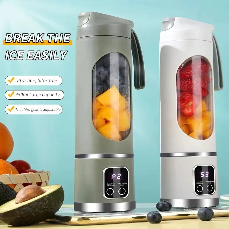 12 Blades Portable Fruit Juicer 450ml Capacity 3 Gears USB