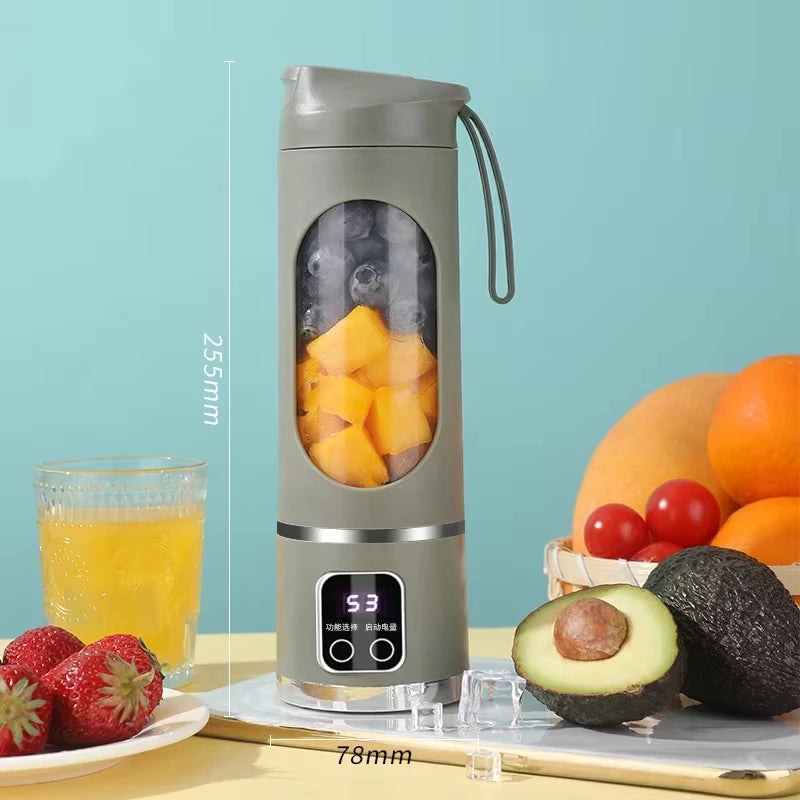 12 Blades Portable Fruit Juicer 450ml Capacity 3 Gears USB