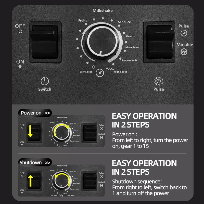 2LAdjustable Speed Grade Mixer Juicer Fruit Food Processor Ice