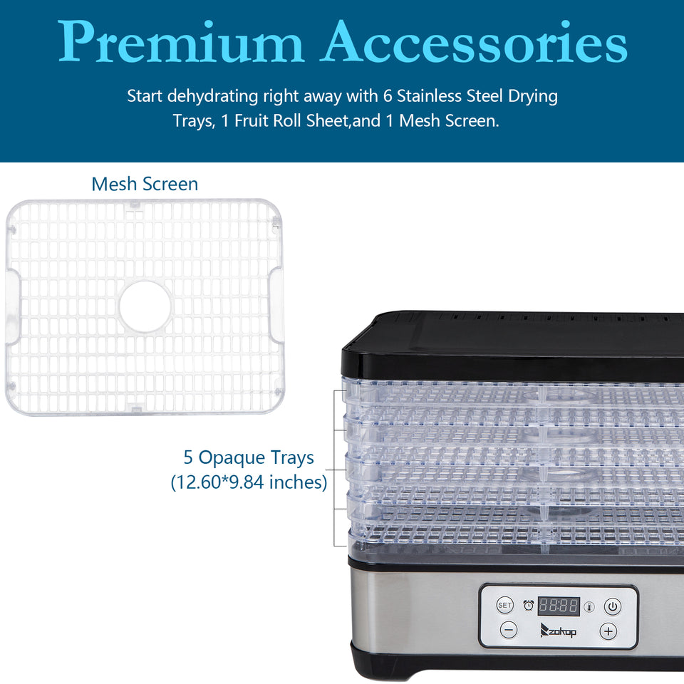 Large Drying Capacity Food Fruit  Dehydrator with 5pcs Movable Trays