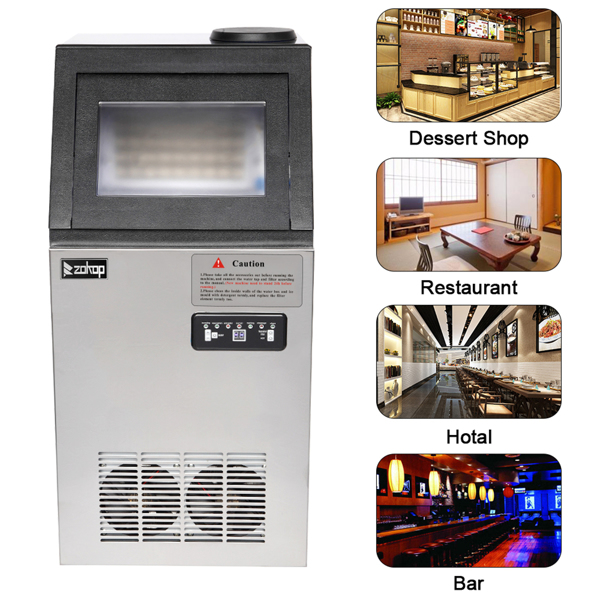 495W 50KG/H 120V Stainless Steel Commercial Ice Machine