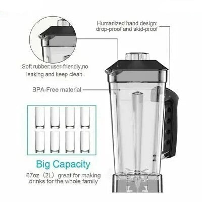 2000W Blender Mixer Juicer Food Processor Bar Fruit Blender
