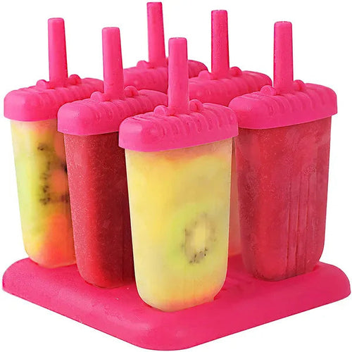 6Pcs Popsicle Molds Reusable Ice Cream DIY Ice Maker Ice Bar Maker